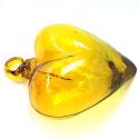 Juego de 6 corazones amarillo grandes de vidrio soplado
